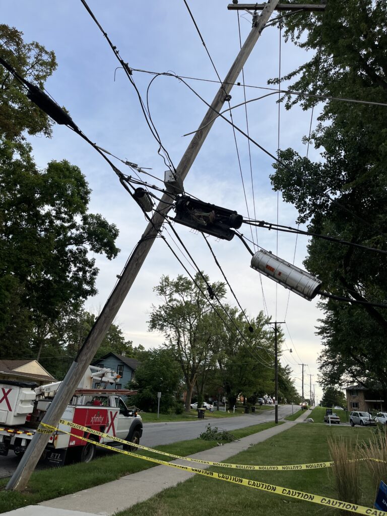 Xfinity van at storm site