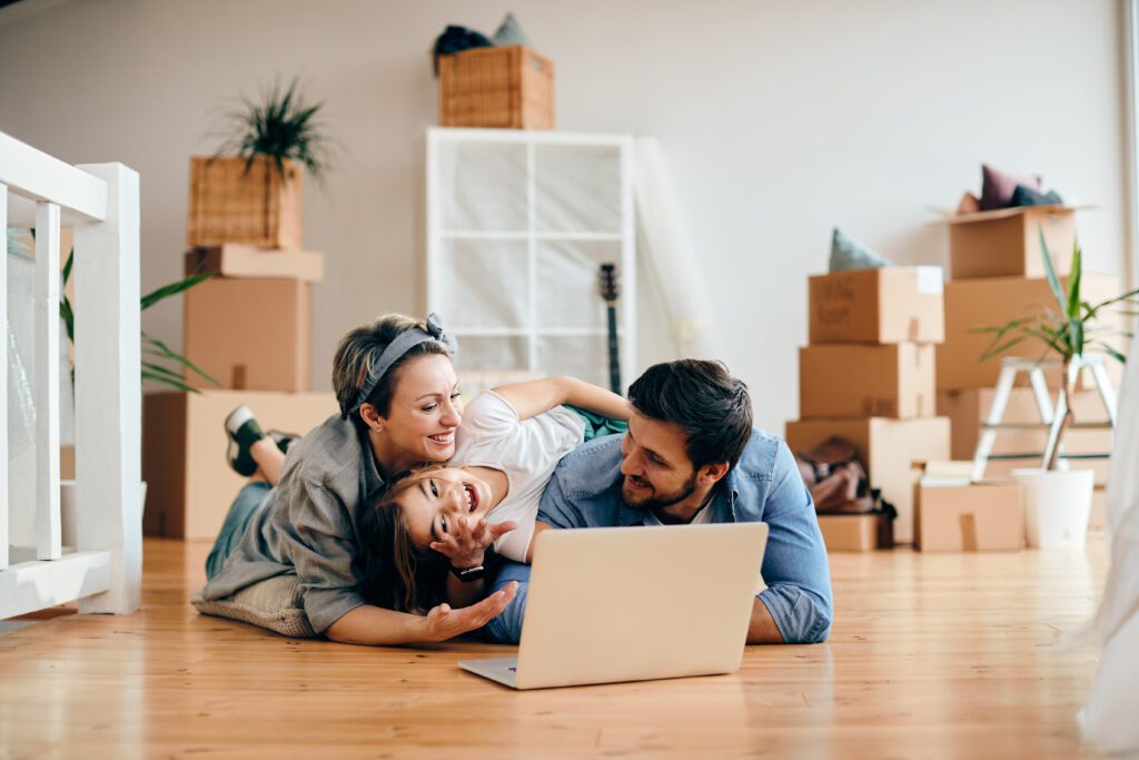 A family on devices connected to Xfinity Internet in Indiana. They are a part of the company’s Five-Year Price Guarantee offering no contract, unlimited data and one year of Unlimited Xfinity Mobile included.